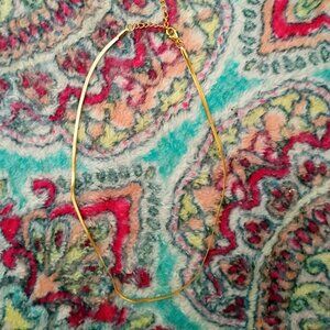 Gold 2mm Herringbone Necklace 12 in. Length with Extender